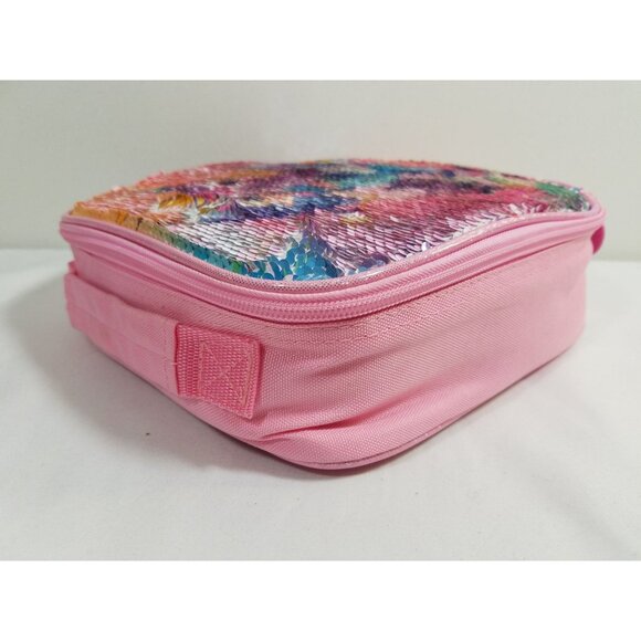 Unicorn Mermaid Pink Reversible Sequin Insulated Lunch Bag For Girls - Picture 7 of 9